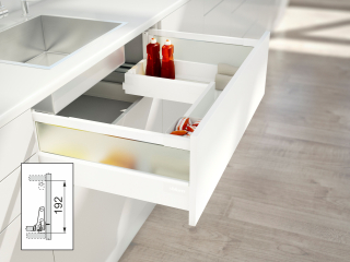 TANDEMBOX antaro ящик под мойку L500 H83 с 1 релингом С + держ. под стекло, белый шелк