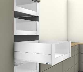 MERIVOBOX L500 внутренний ящик, высота E, BOXCAP со стеклом, белый шелк матовый