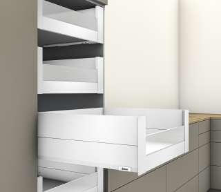 MERIVOBOX L500 внутренний ящик, высота E, BOXCAP со стеклом, белый шелк матовый