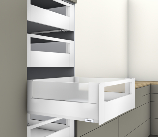 MERIVOBOX L450 внутренний ящик, высота E, BOXCOVER с  релингом, белый шелк матовый