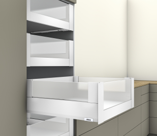 MERIVOBOX L450 внутренний ящик, высота E, BOXCOVER со стеклом, белый шелк матовый