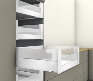 MERIVOBOX L450 внутренний ящик, высота E, BOXCOVER со стеклом, белый шелк матовый