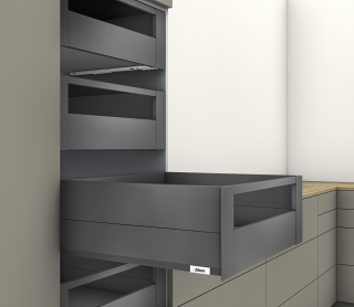 MERIVOBOX L450 внутренний ящик, высота E, BOXCAP с  релингом, орион серый матовый