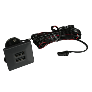 06.800.01.342 Ист. пит. со встр. USB, черный, квадр. 2xUSB max. 3,4A, пров. 2м