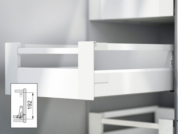 TANDEMBOX antaro внутр ящик L400 H83 с 1 релингом C без ручки, белый шелк