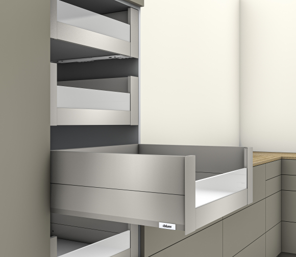 MERIVOBOX L450 внутренний ящик, высота E, BOXCAP со стеклом, индиум серый матовый